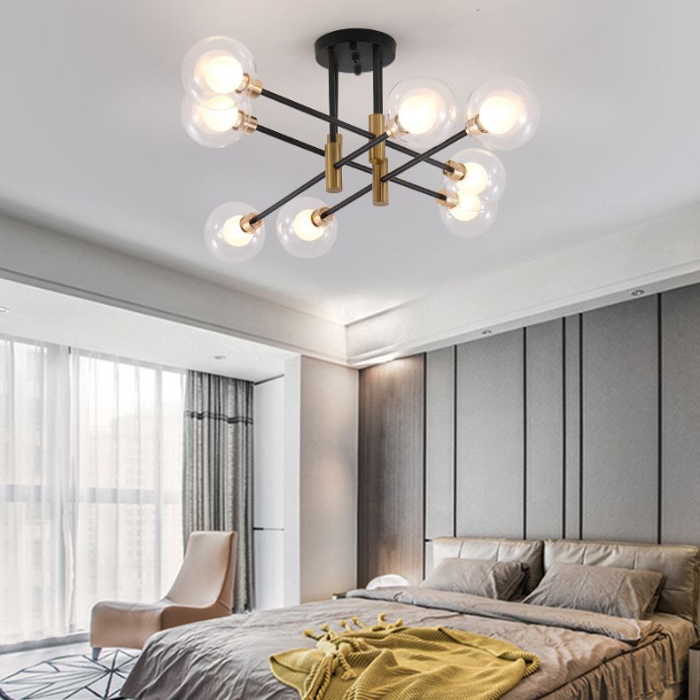 Luz de techo de montaje de lavado de metal moderno con sombra de vidrio para dormitorio de sala de estar