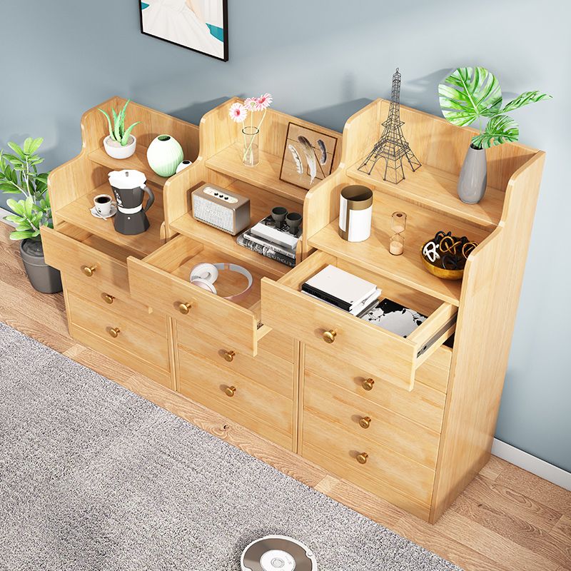 22-In Wide Solid Wood Accent Chest Mid Century 1 - Shelf Cabinet with Drawers