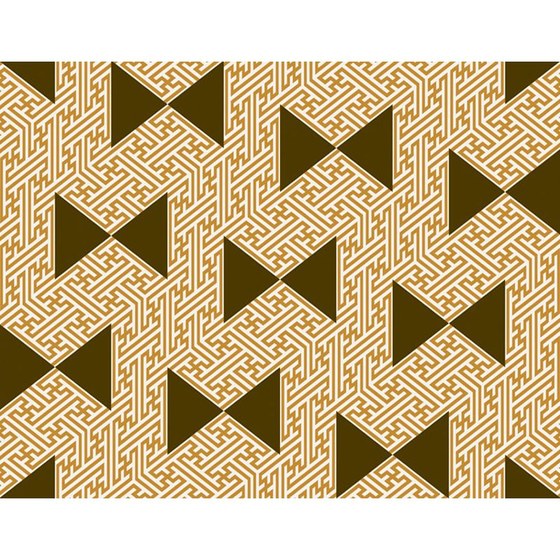 Yellow Bedroom Rug Modern Triangle Maze Pattern Area Rug Polyester Stain-Resistant Carpet
