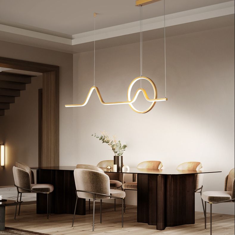 Metal Lines Island Lighting Fixture Contemporary Style LED Island Ceiling Light for Dinning Room