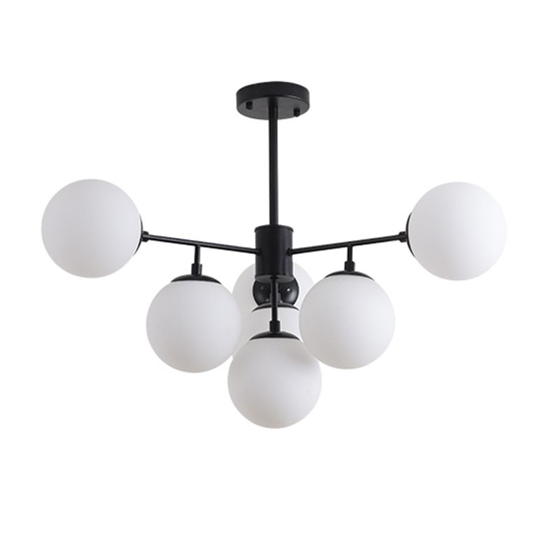 Black/Gold Branch Chandelier Modern 7/9/11-Light Iron Ceiling Pendant with White Glass Ball Shade