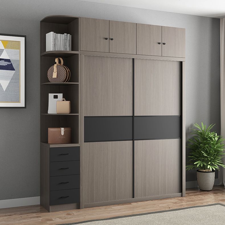 Engineered Wood Wardrobe Armoire With Shelves Modern Wardrobe Closet