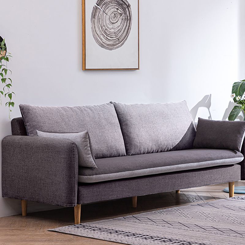 Moderne houten benen stof bank standaard vierkante arm losse achterbank