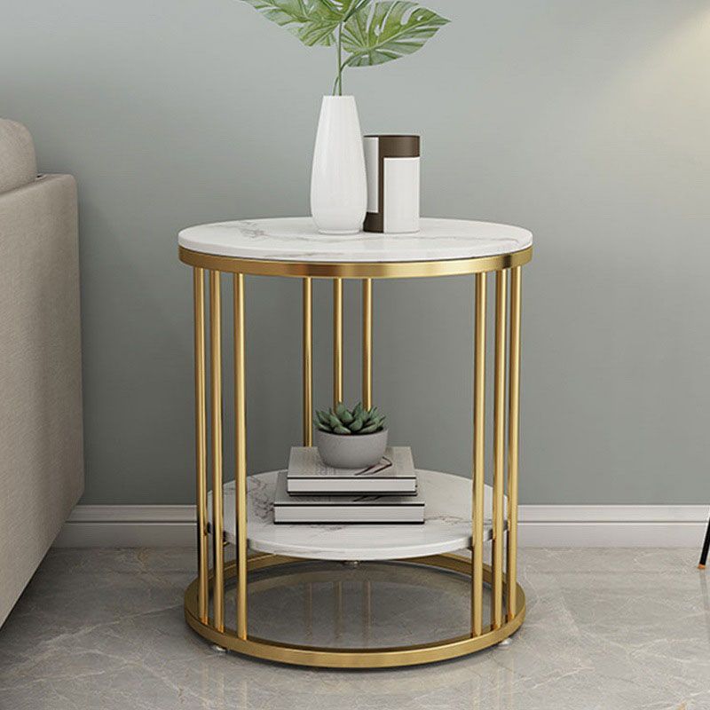 21.65" Tall Contemporary Side End Table Metal Frame Round Sofa Side Accent Table