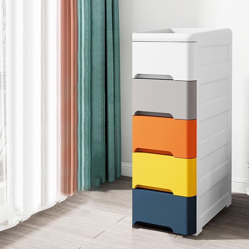 Contemporary Storage Cabinet Plastic Wardrobe Armoire with Drawer