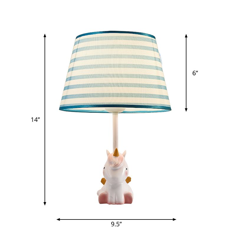 Stoffkegel Lesen Lampen -Cartoon 1 hellweiß/rosa/blaues Tischlicht mit Regenbogen -Einhornbasis