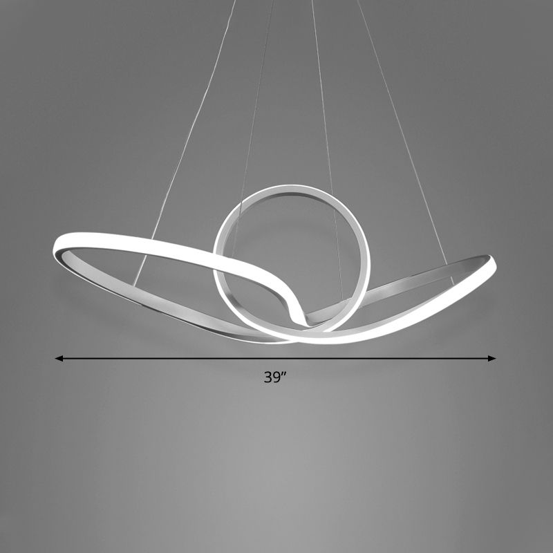 Curva senza cucitura acrilica Afferma del soffitto a sospensione Minimalista LED PENDANT LEDALIERE IN LUCE COLDA/BIANCA