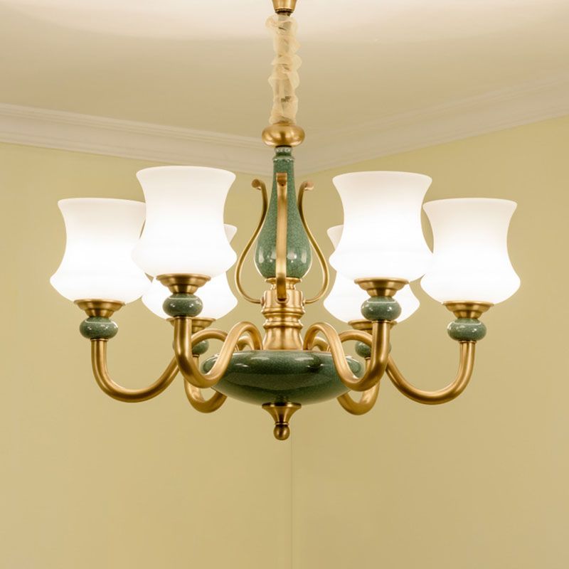 Lámpara colgante de sala de estar cónica vidrio esmerilado accesorio de iluminación de lámpara minimalista en verde