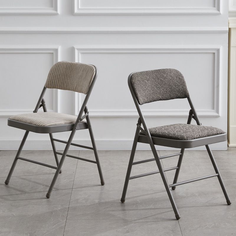 Silla de comedor de metal contemporáneo, silla lateral plegable sin brazos para el hogar, con respaldo abierto