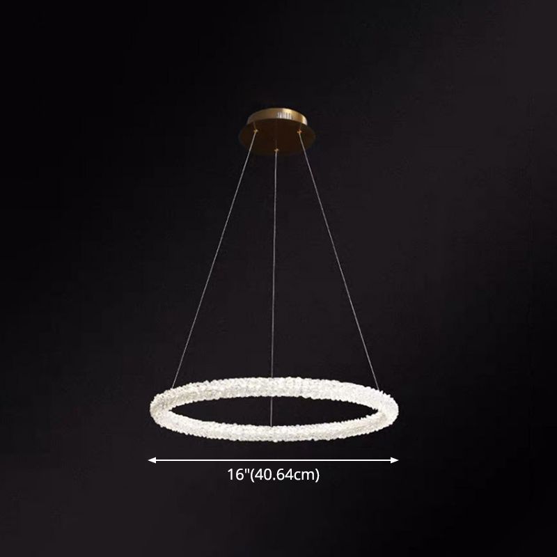 Ultra-modern Circle Chandelier Lamp Crystal Hanging Pendant Lights for Restaurant
