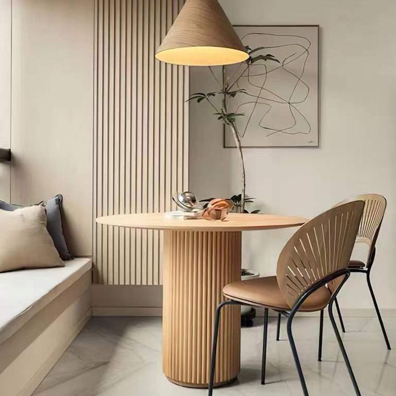 Solid Wood Dining Table Round Modern Pedestal Dining Table for Home Use