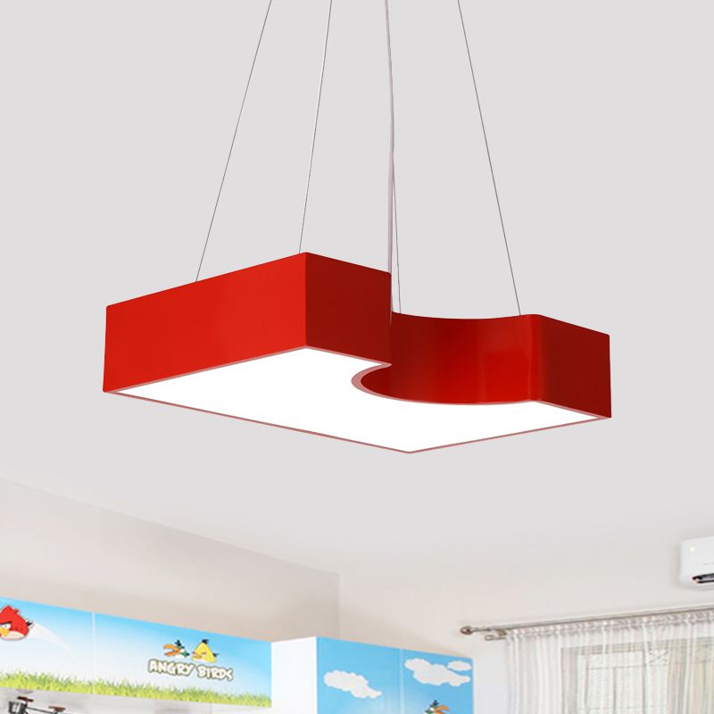 Arch Bridge Kindergarten Hanging Light Acrylic Kids LED Pendant Lighting Fixture in Red/Blue/Yellow