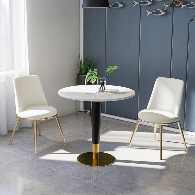 Round Marble Dinette Table Traditional Luxury Dinner Room Table for Indoor