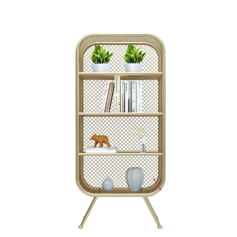 Glam Antique Finish Shelf Bookcase Standard Metal Bookshelf with Shelves