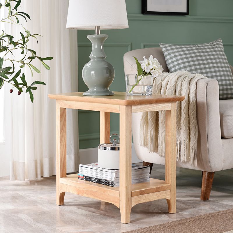 Country Wooden Table Top End Table One Shelf Side Table With Four Legs