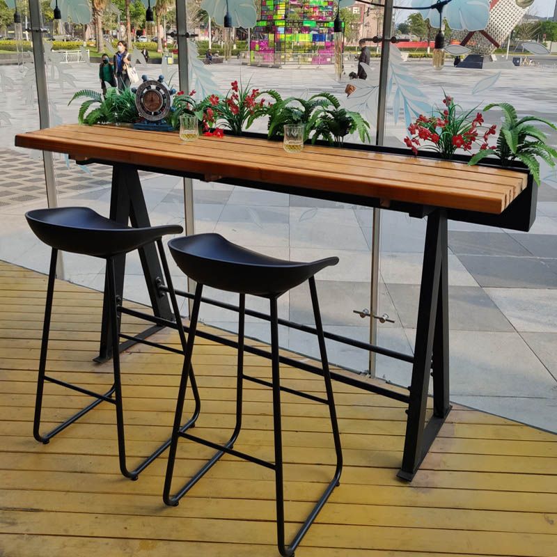 Modern Wood Bar Table with Rectangle Table Top Trestle Table with 42-inch Height