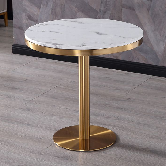 Stone Top Table Metal Traditional Luxury Round Dining Table with Pedestal Base