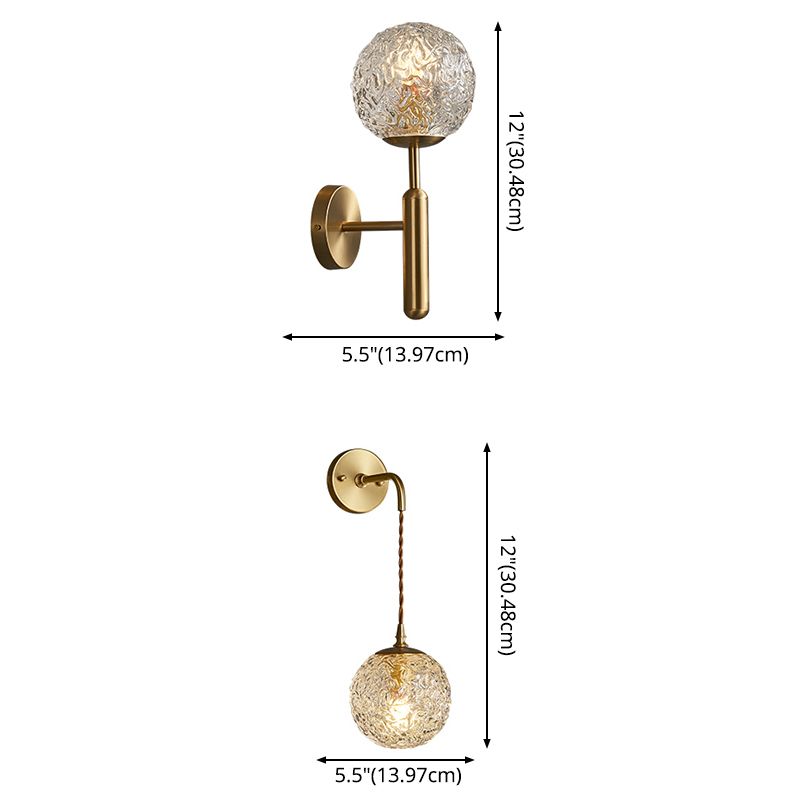 Lámpara de pared colgante de globos de bronce en un estilo de pared de cobre moderno estilo creativo con sombra de vidrio