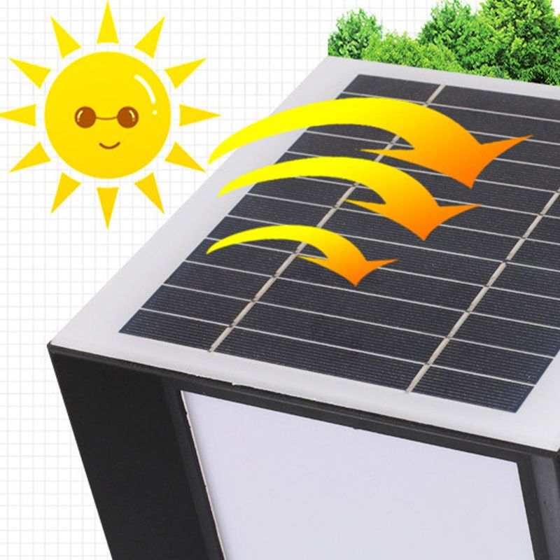 Nordic Style Aluminum Outdoor Light Rectangle Shape Solar Energy Pillar Lamp for Outdoor