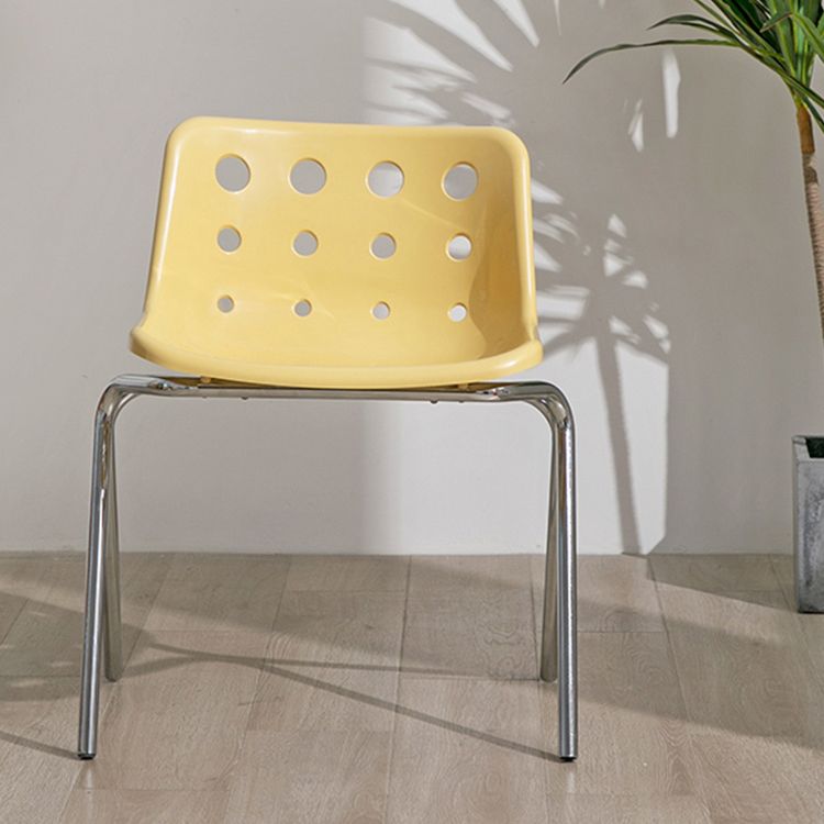 Modern Dining Room Plastic Silver Leg Parsons Armless Dining Chair