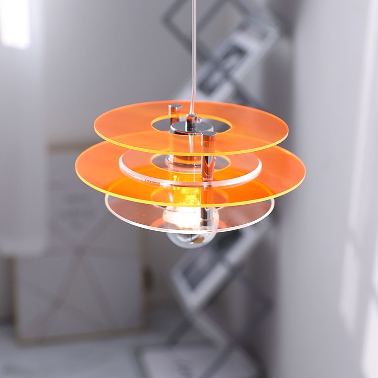 Nordic Style Macaron Pendant Light 1 Light Metal Acrylic Hanging Light for Bedside