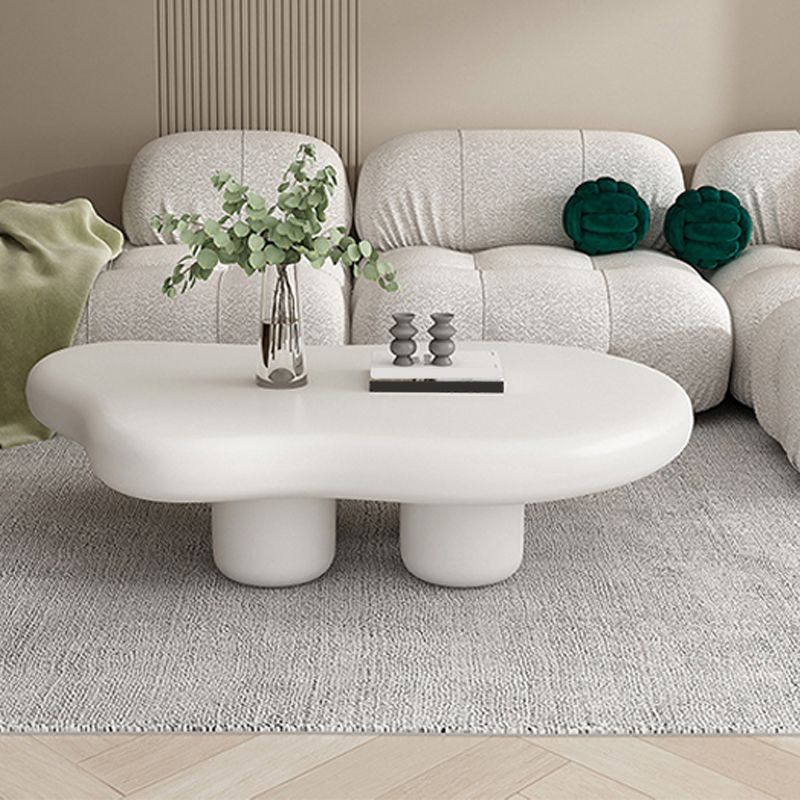 Scandinavian 4 Legs Coffee Table Free form Wooden Cocktail Table in White