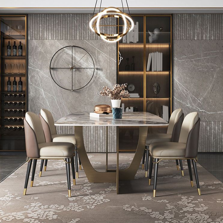 Luxurious Sintered Stone Top Dining Set Rectangle 1/4/5/6/7 Pieces Dining Table Set