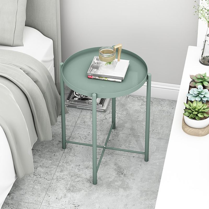Mid-Century Metal Corner Table Tray Top Round Side End Table