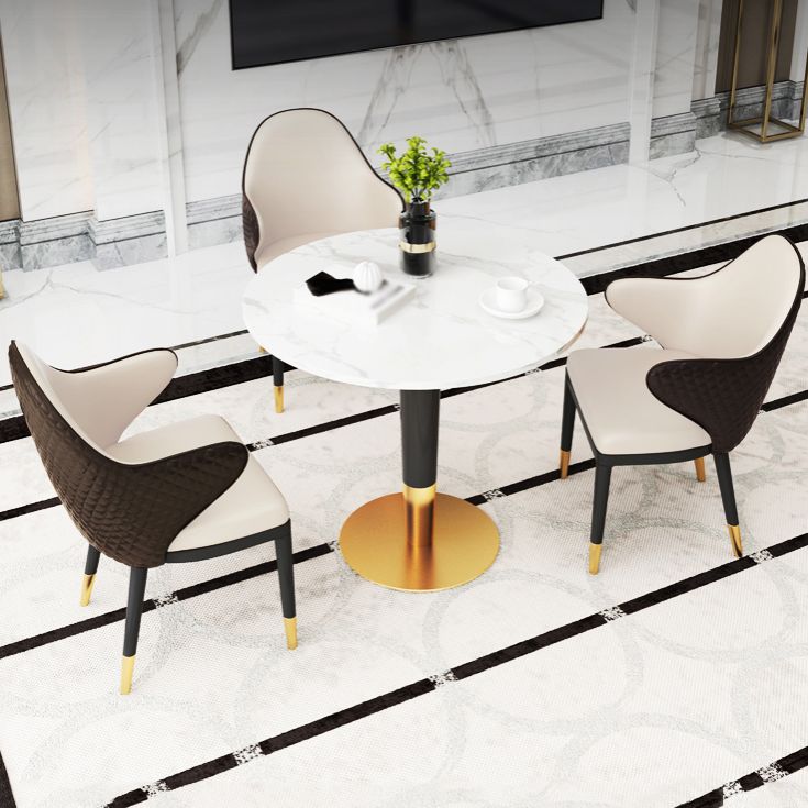 1/2/4/5 Pcs Metal Glam Dining Room Set with Round Table and Arm Chairs Dinette Set