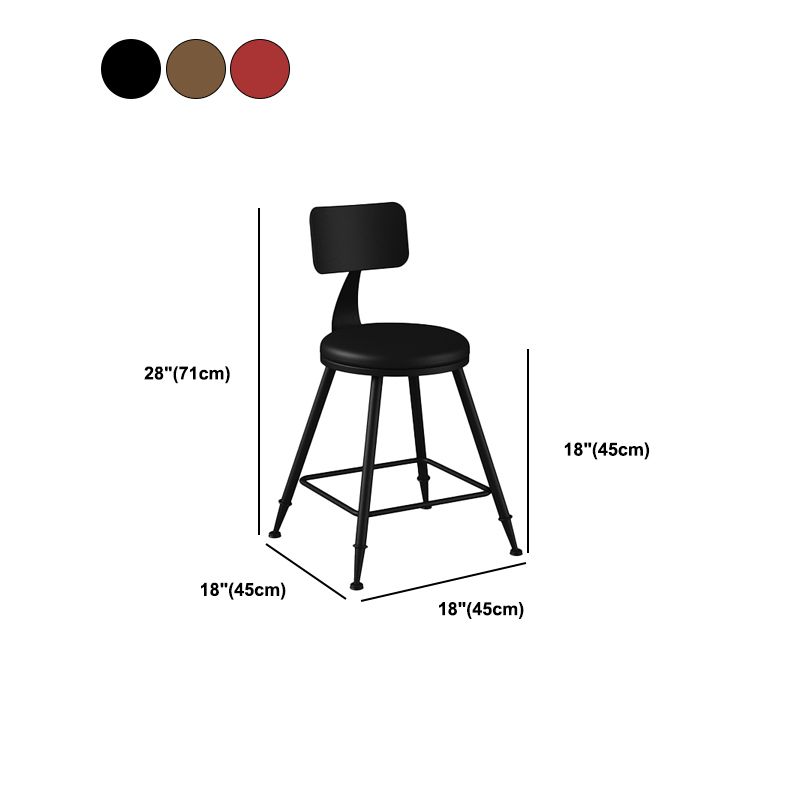 Modern Backrest Counter Stool Iron Bar Stool with Leather Cushion and Pedal for Cafe