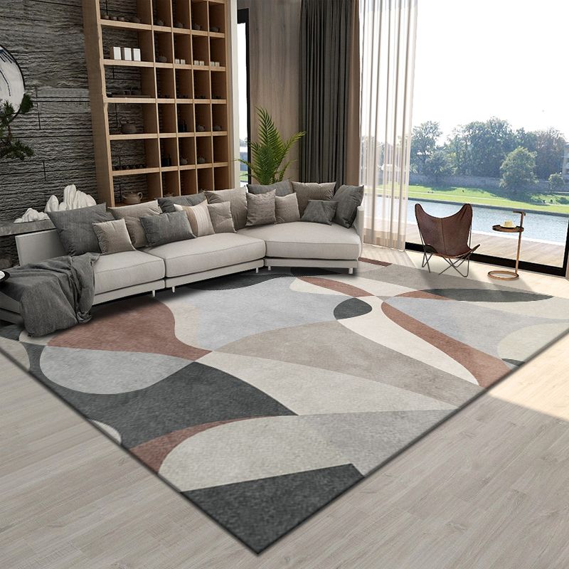 Apricot Modern Carpet Polyester Color Lump Carpet Washable Carpet for Living Room
