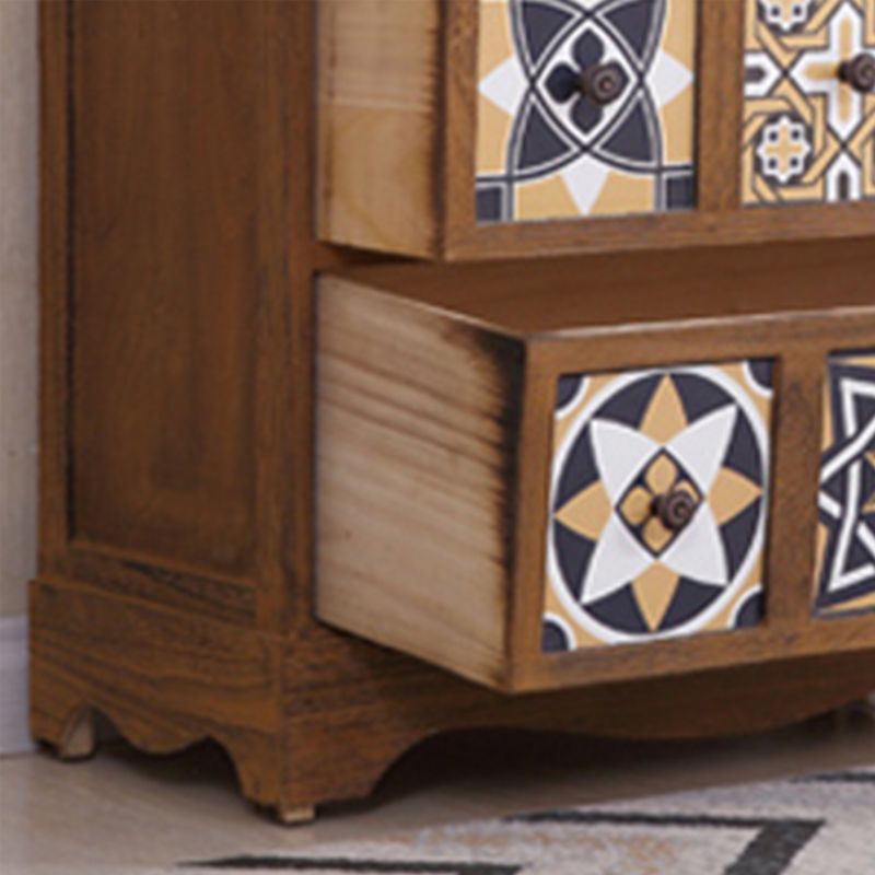 Traditional Brown Storage Chest Vertical Lingerie Chest with Drawers