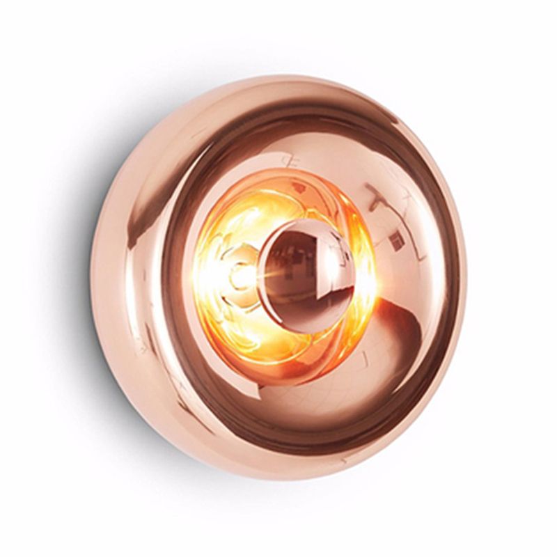 Postmodern Metal Wall Light Round Single Light Wall Sconce for Bedroom