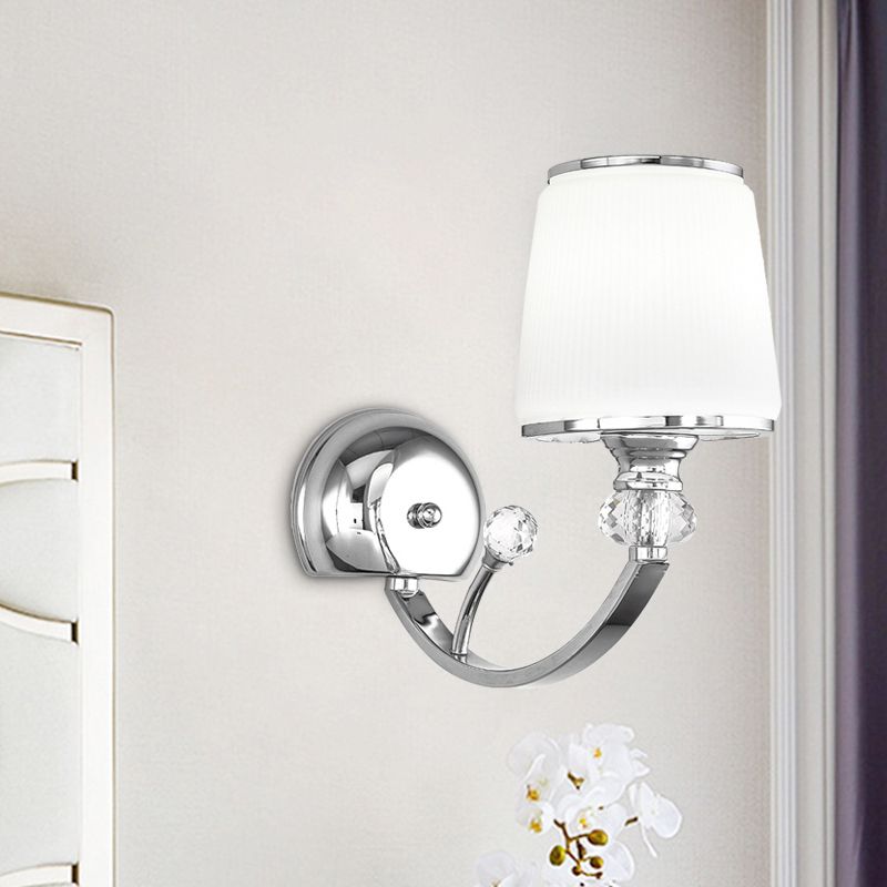 Eenvoud 1 kop wandlamp barmer chrome kegelwandmontage lamp met witte glazen schaduw