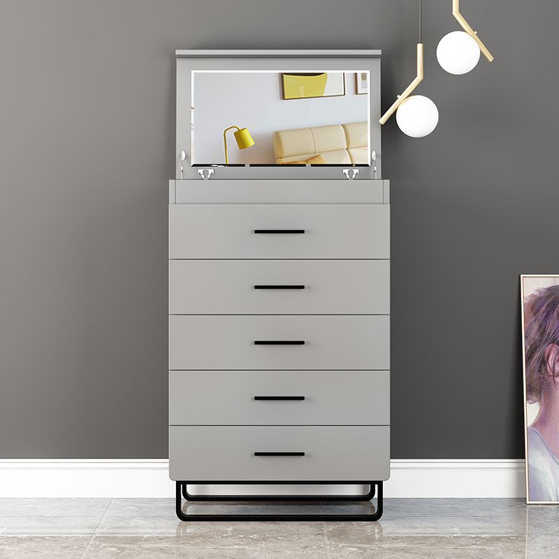 Contemporary Bedroom Storage Chest Engineered Wood Chest in Gray with Drawers