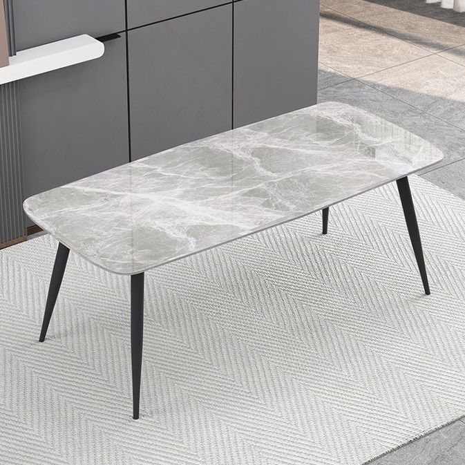 Rectangle Grey Tone Dining Table Sintered Stone Table Simplicity with 4 Legs