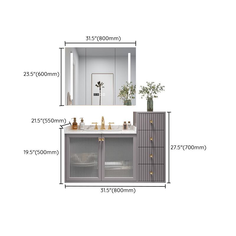 Modern Sink Vanity Wall Mount Solid Color Bathroom Vanity with Drawers