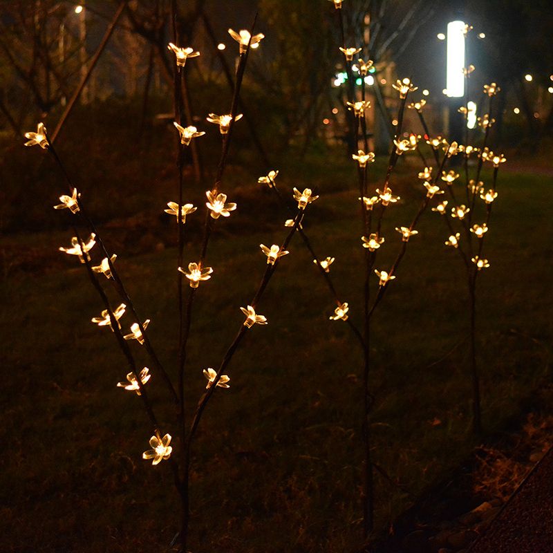 Cherry Blossom Solar Landscape Light Artistic Plastic Courtyard LED Stake Lighting