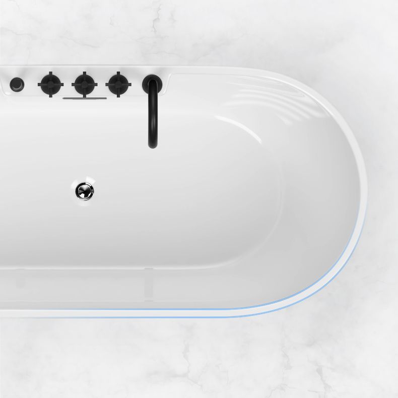 White Stand Alone Bath Modern Oval Soaking Acrylic Back to Wall Bathtub