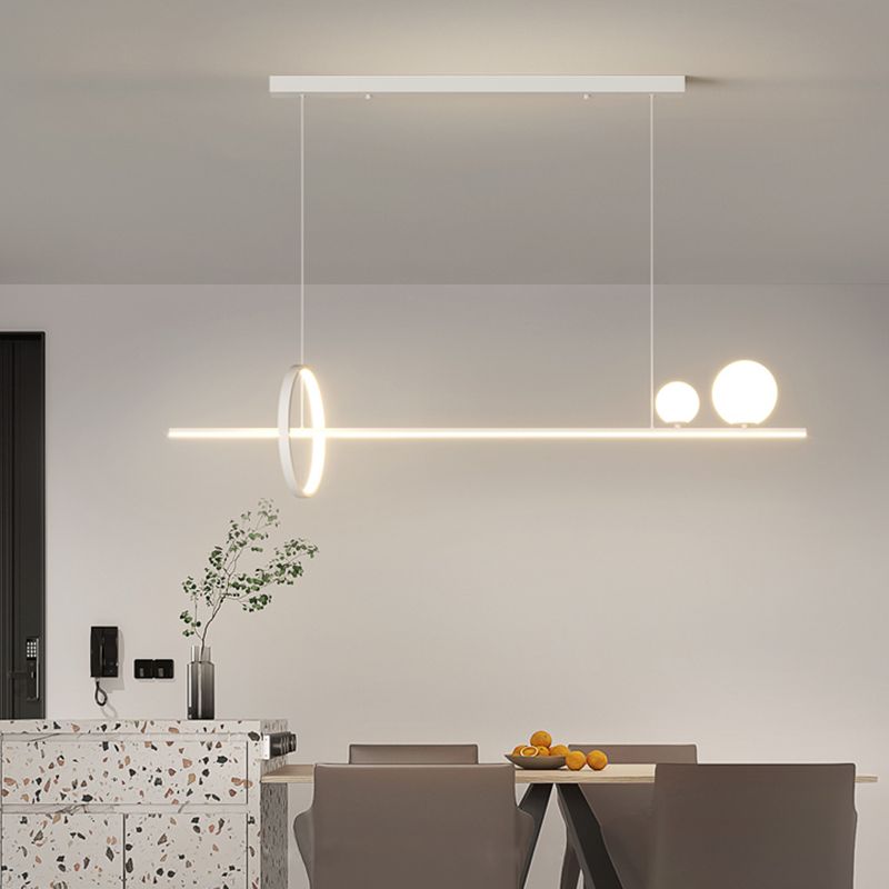 LED Island Lamp Strip Shape Island Hanging Lamp with Silica Gel Shade for Dining Room