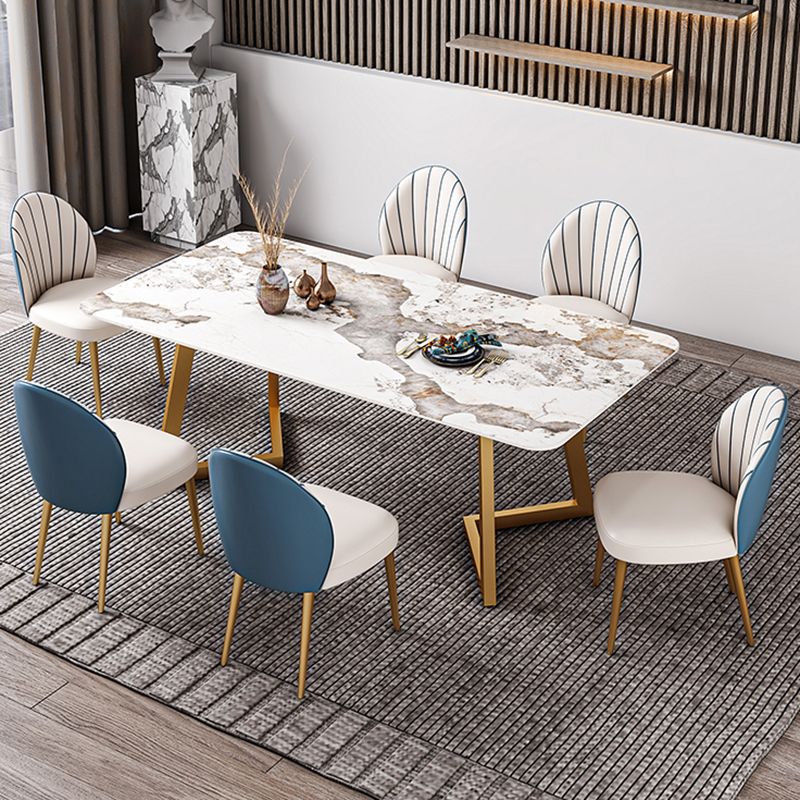 Iron and Slate Table Glam Style Simple Home Rectangular Dining Table
