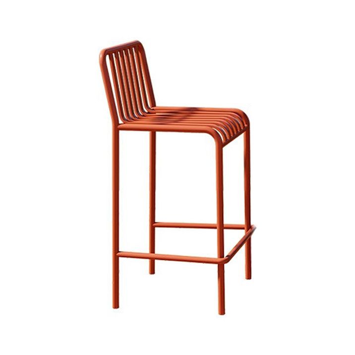 Modern Armless Backrest Counter Stool Iron Courtyard Bar Stool with Seat and Pedal