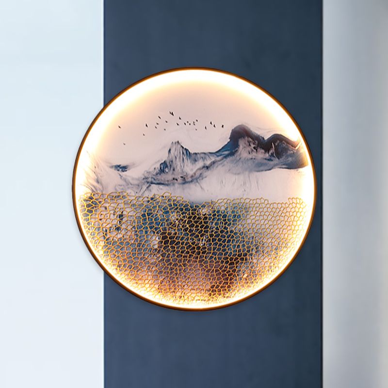 Blue Foggy Mountain Wall Mural Light Asia Aluminum LED Wall Mounted Lighting for Living Room Decoration