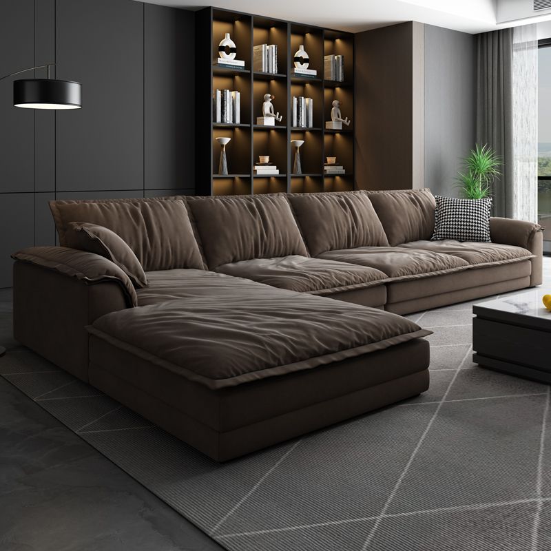 Nordic Stationary Living Room Recessed Arm Pillows Sofa Chaise