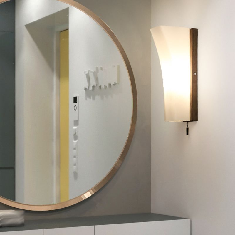 Nordic Style Glass Wall Light Geometrische 1 leichte Wandleuchten mit Holz für Schlafzimmer