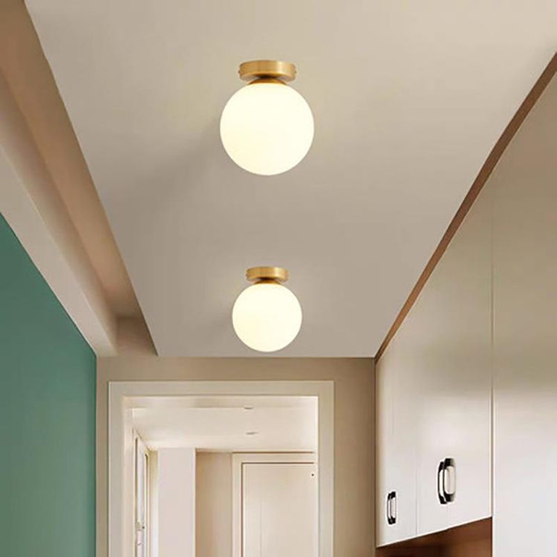 Contemporary Glass Ceiling Light Golden Flush Mount Lighting for Bedroom