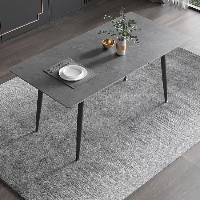 63''L Industrial Sintered Stone Table Extendable Rectangle Dining Table for Kitchen