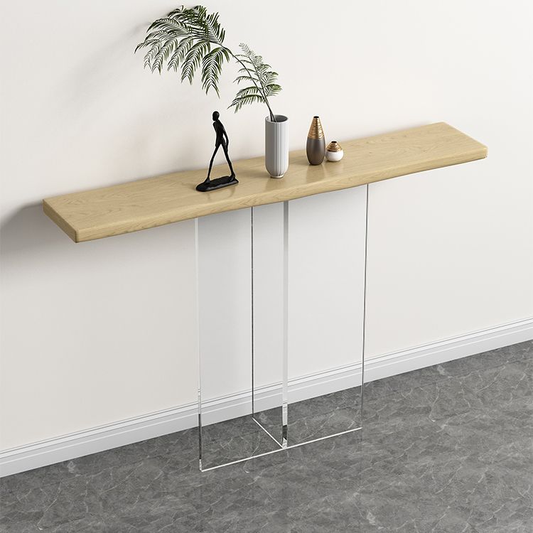 Solid Wood Rectangle Console Table 29.53-inch Tall End Table with Acrylic Leg