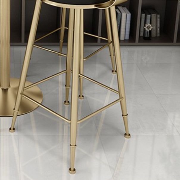 Glam Leather and Metal Counter Stool Round Low Back Bar Stool for Coffee Shop