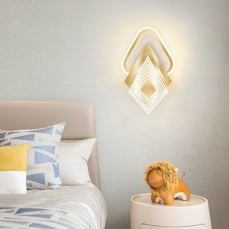 Contemporary LED Wall Mount in Black / Gold Metal Geometric Wall Fixture